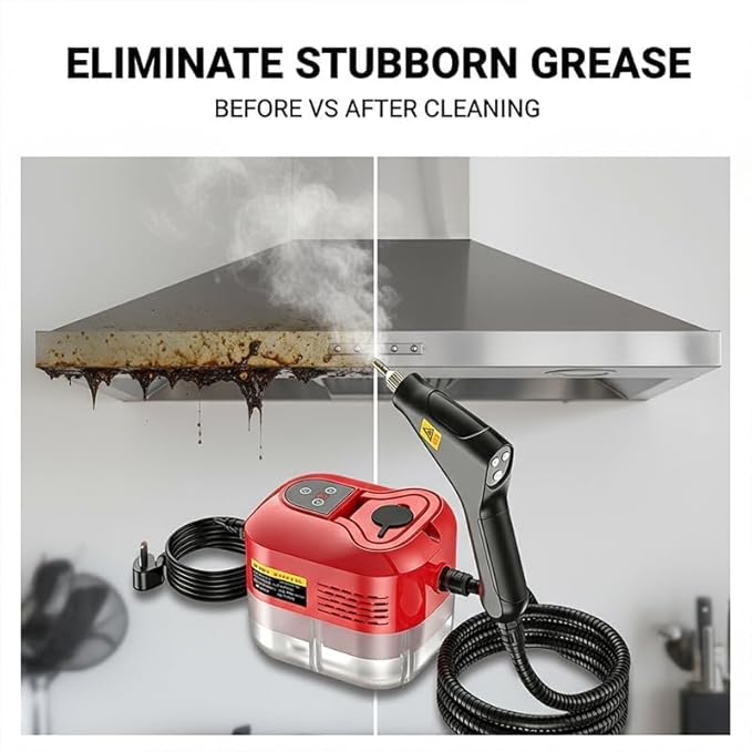 2500w Handheld High-Temperature Pressurized Steam Cleaner, 2026 Upgraded Portable High Pressure Steam Cleaner, 2500watt Handheld Steam Cleaner for Kitchen, Bathroom, Furniture, Car (Upgraded-White)
