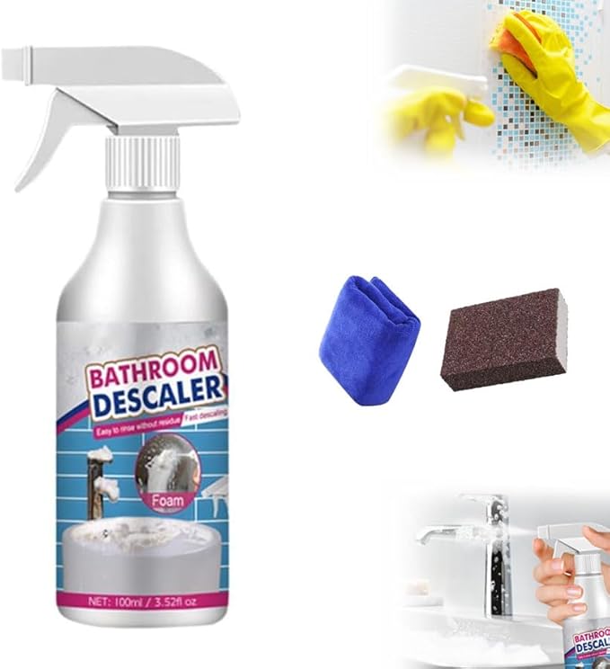 Bathroom Descaler Cleaner, 2025 Upgraded Multipurpose Stubborn Stains Cleaner, Bathroom Descaler Cleaners, Bathrooms Cleaning Foam Spray for Kitchen Bath Sink Glass (1) (1)
