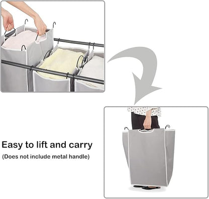STORAGE MANIAC 2 Pack Laundry Sorter Replacement Bags, No Hangers, Laundry Hamper Cart Removable Replacement Bags, Laundry Storage Organizer Replacement Bags, Gray