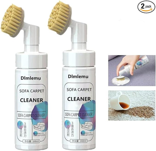2 Pack Carpet Spot Cleaner, Sofa Spot Stain Remover, Free-wash Fabric Cleaner with Brush Head, for Sofas, Carpets, Curtains, Remove Oil Stains, Blood Stains, Coffee Stains, Pet Urine Stains