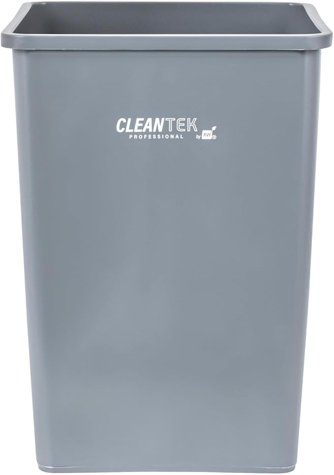 Restaurantware-Clean Tek Professional 35 Gallon Trash Can, 1 Square Waste Basket - Space Saving, Heavy-Duty, Gray Plastic Garbage Bin, For Commercial Space, Office, Store, Restaurant, And More