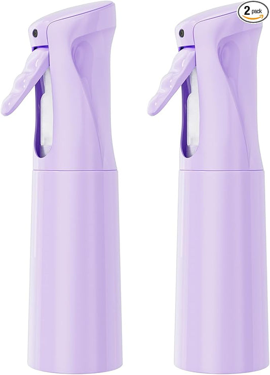 IMPORX Continuous Spray Bottle for Hair 2 Pack (10.1oz/300ml) Home Essentials Spray Bottles for Cleaning Empty Ultra Fine Water Mister Sprayer for Hairstyling Garden Plants Curly Hair Perfume, Purple