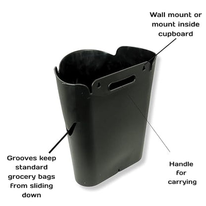 Mountable Grocery Bag Trash Can – Reuse Standard Grocery Store T-Shirt Bags with Small Bathroom/Undercabinet/Hangable Garbage Basket (2)