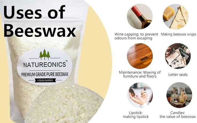 Beeswax Pellets 1 lb, Beeswax Pastilles, Triple Filtered Beeswax, Beeswax for Candle Making, Natural Beeswax for Beeswax Wraps & Pine Resin Food Wraps, Wax for Candle Making, Stamps, DIY Projects.