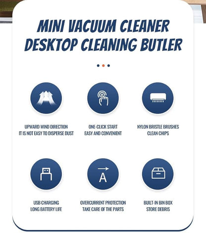 Desktop Vacuum Cleaner USB Charging with Vacuum Nozzle Cleaning Brush, cuteofficedeskaccessories Detachable Design & Portable Mini Table Dust Vaccum Cleaner Crumbs,