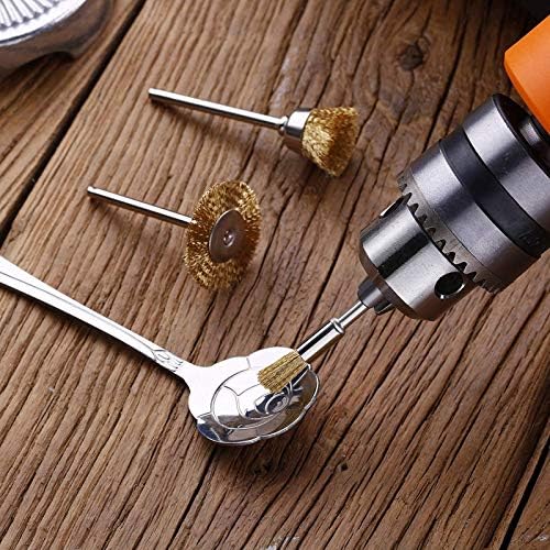 Rocaris 100 Pack Brass Wire Brushes Set, Steel Wire Wheels Pen Brushes Set Kit Accessories for Rotary Tool