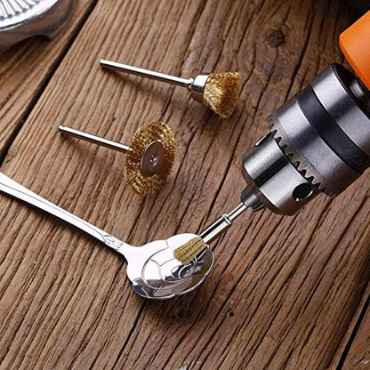 Rocaris 100 Pack Brass Wire Brushes Set, Steel Wire Wheels Pen Brushes Set Kit Accessories for Rotary Tool