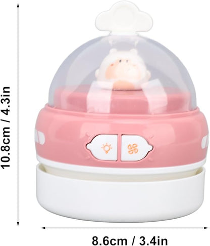 Desktop Vacuum Cleaner, Handheld Mini USB Cute Animal Cartoon Cleaner, Table Dust Sweeper Brush with Night Light, for Pencil Eraser Shavings Keyboards Office Accessory (Pink)