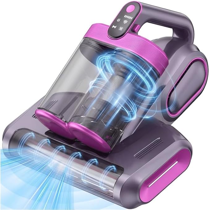 Mattress Vacuum Cleaner, 18Kpa/30Mins Cordless Bed Vacuum with UV Light & LED Display, Handheld Vacuum for Bed Couch Crib