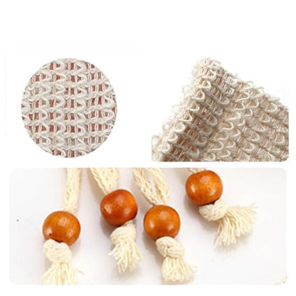 Natural Sisal Soap Saver Bag for Soap Bar Organic Soap Pouch for Exfoliating Lathers and Air Dry Soap Bar Shower Soap Saver Bag (4pcs)
