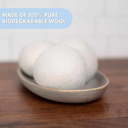 Fragrance-Free Wool Dryer Balls (4 XL Pack) – Natural Fabric Softener, Reusable, Reduces Wrinkles & Saves Drying Time, Better Alternative to Liquid Softeners & Dryer Sheets