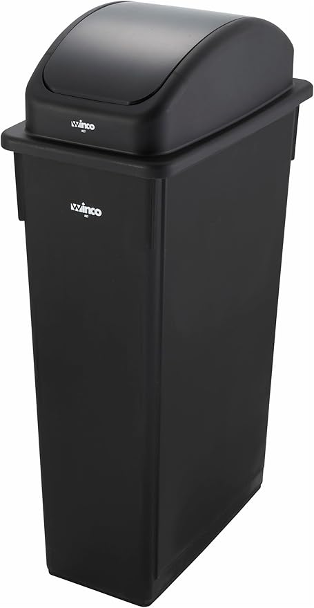 Winco Plastic Trash Can Cover, Black, 23-Inch