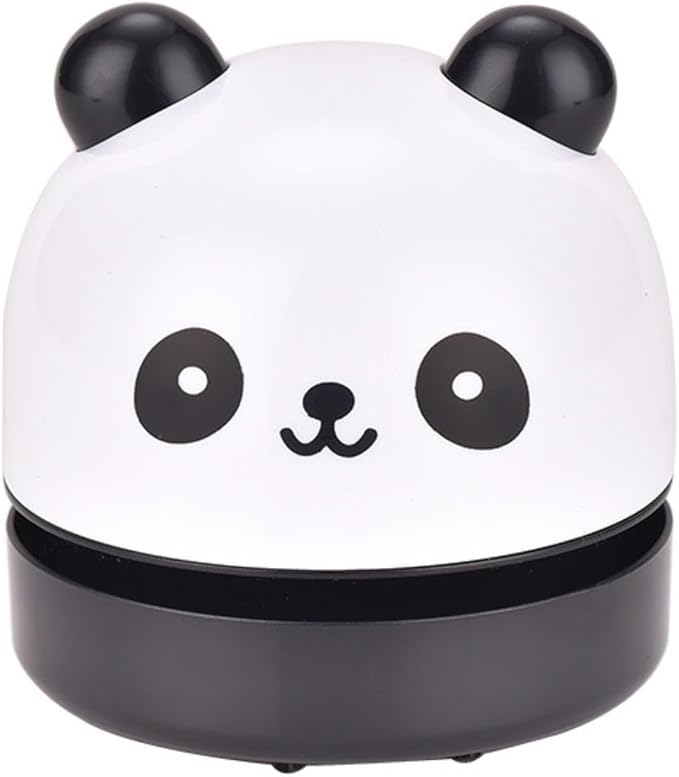 Cartoon Panda Mini Desktop Vacuum Cleaner Handheld Household Rubber Scrap Cleaner-black and white