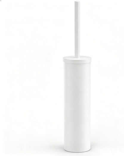 Stainless Steel Toilet Brush and Holder Set Brushed Silver Heavy Duty Toilet Bowl Brush with Long Handle for Bathroom and Farmhouse (White)