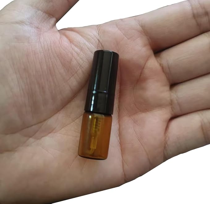 ELFENSTALL- 30pcs 2ml Brown Amber Fine Mist Mini Atomizer Vial Small Glass bottle Spray Refillable Perfume Empty Sample Bottle Clean Cloth 3ML Pipette Dropper for Travel Party