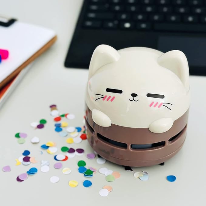allydrew Mini Portable USB Desktop Vacuum, Mocha Cat
