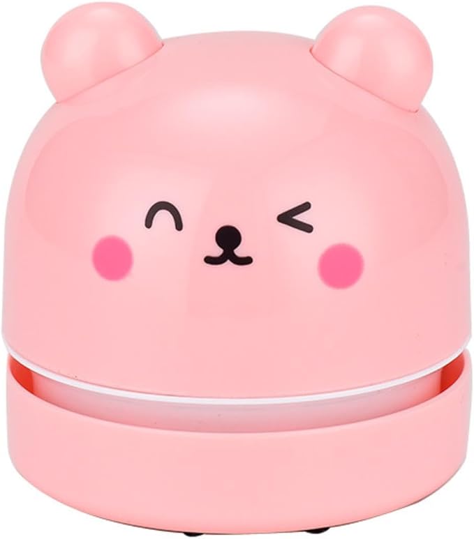 Cartoon Panda Mini Desktop Vacuum Cleaner Handheld Household Rubber Scrap Cleaner-Pink