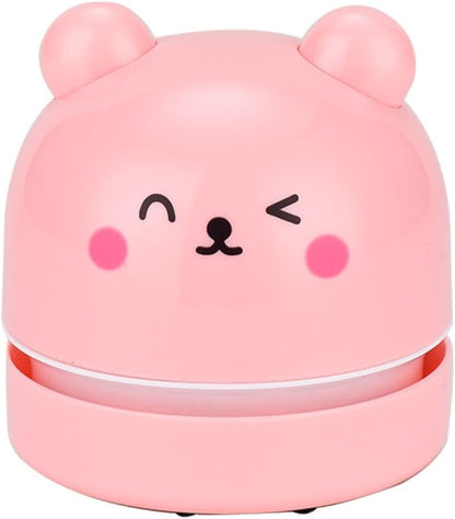 Cartoon Panda Mini Desktop Vacuum Cleaner Handheld Household Rubber Scrap Cleaner-Pink