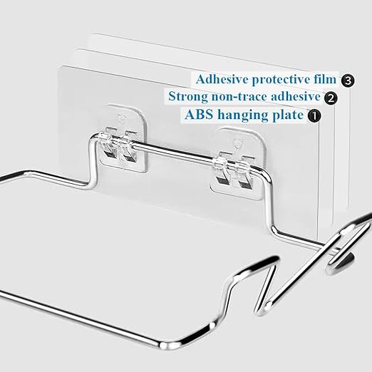 Trash Bag Holder for Cabinet Doors & Cupboards, Wall Mount Garbage Bag Holder with Adhesive Base Sticker Stainless Steel Under Sink Bag Holder Plastic Bag Holder for Kitchen Trash Can Bag Holder