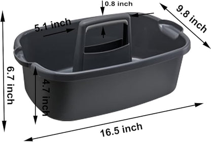 Large Plastic Cleaning Supply Caddy with Handle, Portable Cleaning Tool Storage Tote for Dorm, Bath, Pantry (Dark Grey)