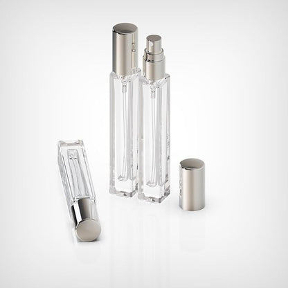 6PCS 10ml Mini Glass Spray Bottles, Fine Mist Refillable Portable Travel Perfume Atomizers (Silvery)