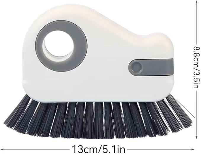 2-in-1 Groove Cleaning Brush, Window Track Cleaning Tool with Hard Bristle and Built-in Scraper, Multifunctional Crevice Brush for Sliding Door Track, Window Sill, and Frame