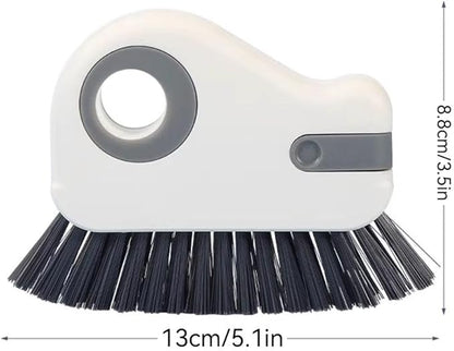 2-in-1 Groove Cleaning Brush, Window Track Cleaning Tool with Hard Bristle and Built-in Scraper, Multifunctional Crevice Brush for Sliding Door Track, Window Sill, and Frame