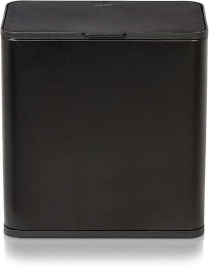 Glad Roomate Under Counter Trash Can - Space Saving Stainless Steel Waste Bin with Dual Lid and Clorox Protection - Small Black Trash Can for Kitchen Cabinet, Under Sink, or Bathroom, 1.5 Gallon (6L)