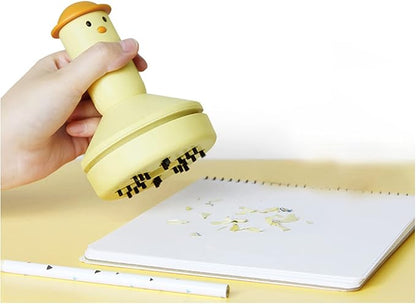 MSUIINT Portable Hand Vacuum Cleaner Desktop Vacuum Cleaner, Handheld Cordless Cleaner for Dust, Mini Table Dust Sweeper Cute Cartoon Eraser Pen Scrap Keyboard Cleaner for Home Desk, Yellow