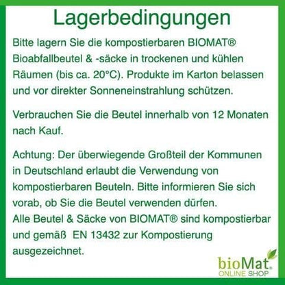 bioMat Compostable Trash Bags 8 Gallon, 50 Count, Medium flat top Kitchen Food Scrap Bin Liners, BPI, CMA and OK Compost HOME certified, Meets the ASTM D6400 Standard