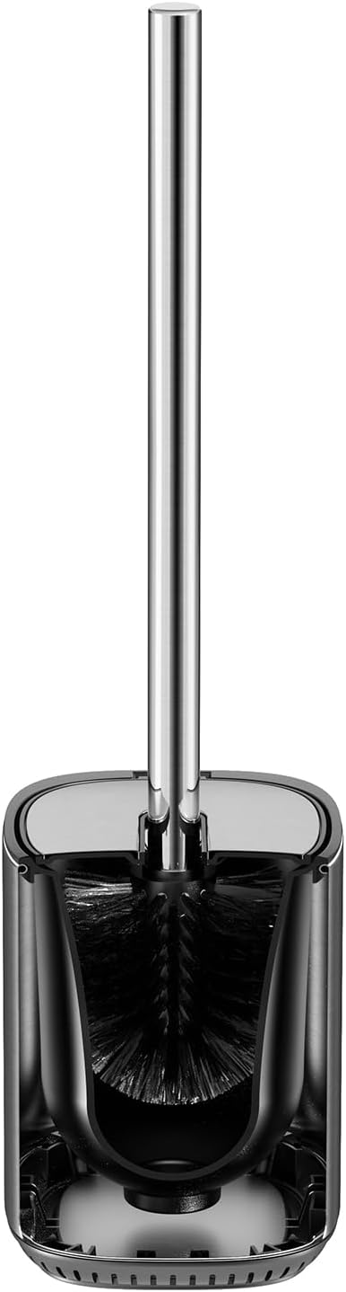 Toilet Brush and Holder Set Toilet Bowl Brush Stainless Steel Automatic Open lid Toilet Bowl Cleaner Brush Set Toilet Scrubber Kit Toilet Cleaning Brush for Bathroom