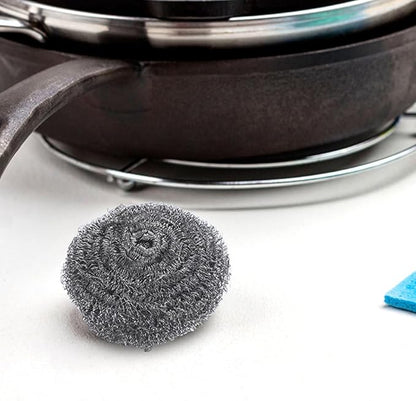 15pcs Steel Wool Scrubber Pot Cleaning Balls Kitchen Pan Scrubbers Heavy-Duty Dishwashing Pads for Tough Grease Removal Household Cooking Cleanup