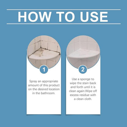 Powerful Bathroom Descaler Spray - Multi-Surface Cleaner for Hard Water Stains, Soap Scum, and Dirt on Tiles, Tubs, Toilets, Sinks, and Kitchen Surfaces (120ml, with Cleaning Cloth & Sponge)