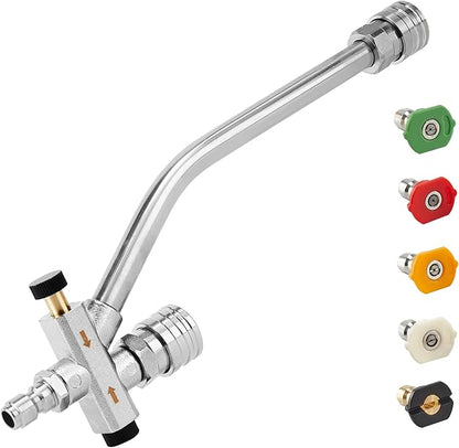 Raincovo Dual Connector Lance Pressure Washer Foam Cannon, Power Washer Soap Attachment, Dual Lance Pressure Washer Wand with 5 Nozzles Tips, 1/4" Quick Connect