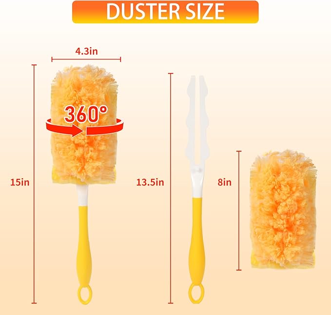 50 Count Duster Refill for Swiffer Duster with 1 Handle - 360° Multi-Surface Larger Size Feather Dusters, Disposable Duster Kit for Cleaning Home, Furniture, Blinds and Ceiling Fans