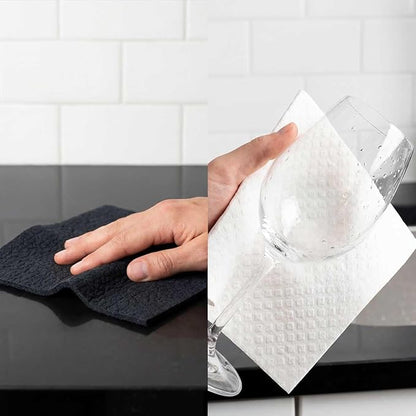 Swedish Dishcloths 10 Pack - Color-Coded Kitchen Cleaning Cloths - 5 Dark for Cleaning, 5 White for Drying - Replaces Paper Towels & Sponges - Eco Friendly, Compostable, Reusable
