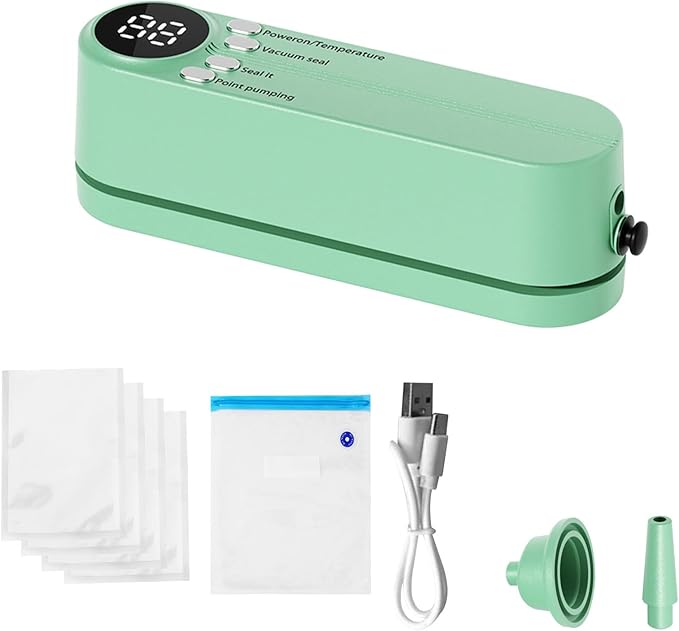 Mini Bag Sealer, Cordless Handheld Heat Vacuum Sealer with 3 Sealing Gears for Candies Snacks Food Storage