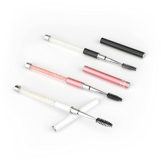 G2PLUS 3PCS Eyebrow Brushes with Cap, Portable Brow Brush, Eyelash Mascara Brushes Wands Applicator Makeup Tools for Travel (Multi-colored)