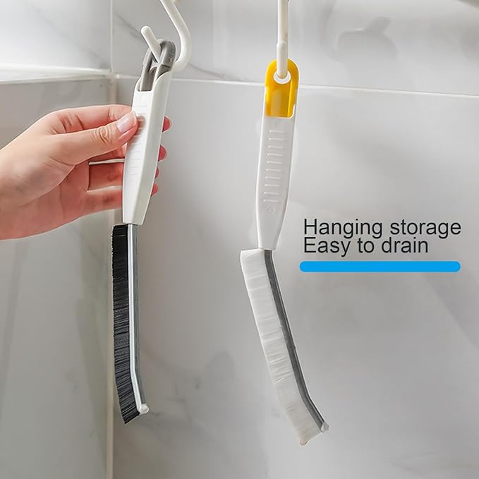 Hard Bristle Crevice Cleaning Brush,Multifunctional Gap Scrub Brush, Bathroom Cleaner Tools,Suitable for Tile Gaps,Kitchen, and Sink,Toilet, with Anti-Slip Handle Design (2 Pieces)