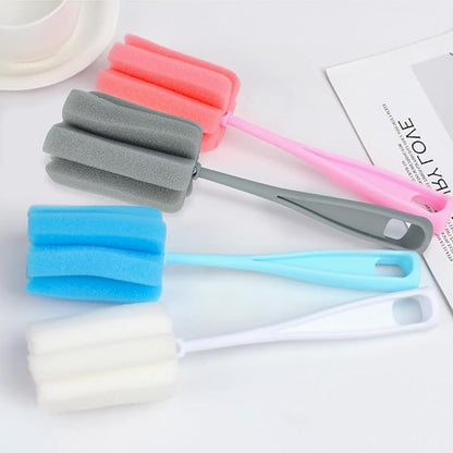 Bottle Brush Sponge 4PCS Cup Washer Brush Long Handle Cleaner Brush for Baby Bottle Glasswares Mugs Cups Kitchen Clean (4 PCS)