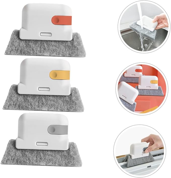 3pcs Window Track Cleaner Set Multifunctional Cleaning Brushes for Window Grooves Tile Lines Car Vents Detachable Design for Easy Use Tight Spaces Grey Ginger Orange Red