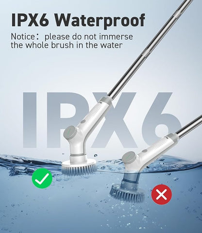 Electric Spin Scrubber, VEWIOR Cordless Shower Scrubber with 3 Adjustable Angle, Cleaning Brush with 2 Speeds 3 Replaceable Brush Heads for Bathroom Kitchen Tub