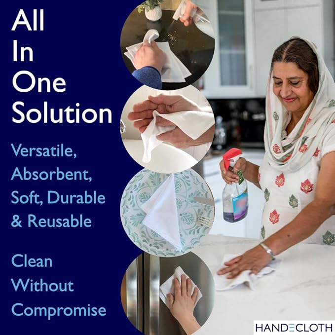 HANDECLOTH Hand Printed Reusable Paper Towels/Lint-Free/Cotton/American Made/Absorbent/Durable/Quality Edges/No Pilling/Machine Washable/Guest Towel (Lemons, 12 Pack)