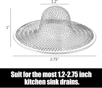 10pcs Mesh Sink Strainer, 2.75" Top/1" Stainless Steel Slop Basket Filter Trap, Metal Kitchen Drain Strainer, Hair Basket Drain - Fits Most Kitchen Sinks, Bathroom Sinks,Shower Drains,Floor Drain