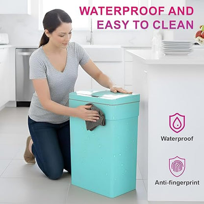 PayLessHere 13 Gallon 50 L Trash Can with Lid Outdoor Waste Bins Plastic Kitchen Trash Bin Automatic Touch Free Motion Sensor Trash Can