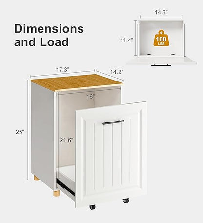ZIFTY 10 Gallon Pull Out Trash Can Cabinet, Freestanding Kitchen Trash Bin Cabinet, Hidden Garbage & Recycling Cabinet, Pet Proof Trash Can Holder for Kitchen, Laundry & Living Room (White)