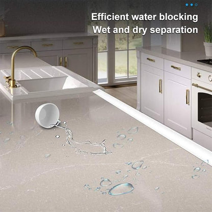118 Inch Water Guard for Kitchen Sink，Silicone Rubber Kitchen Splash Guard, Corner Water Retaining Dam Strip for Countertop,Shower, Bathroom，Self Adhesive Caulk Seal Strip Edge Trim (Transparent)