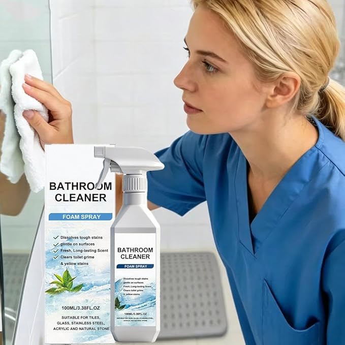 Scale Remover Bathroom Cleaner Foam Spray, Formula for Hard Water Stains, Toilet Grime & Soap Scum on Multi-Surfaces, Powerful Scale Remover, Suitable for Tiles, Glass, Stainless, Steel