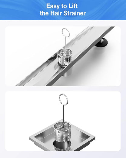 2 PCS Shower Drain Lifting Hook, 304 Stainless Steel Drain Key, for Taking Off Square/Linear Shower Drain Grate, Hair Catcher to Daily Clean，Linear Drain Opener/Removal Tool