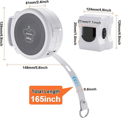 Retractable Clothesline, Foldable Indoor Clothes Line With Fixed Drying Hole, Heavy Duty Portable Laundry Line for Bedroom, Bathroom, Balconies